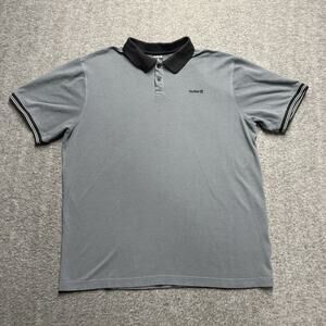 Hurley Polo Shirt Men's XL Gray Black Short Sleeve Side Slit Performance Golf